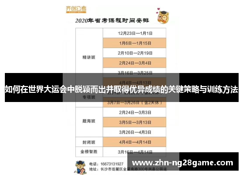 如何在世界大运会中脱颖而出并取得优异成绩的关键策略与训练方法