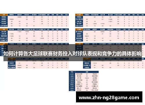 如何计算各大足球联赛财务投入对球队表现和竞争力的具体影响