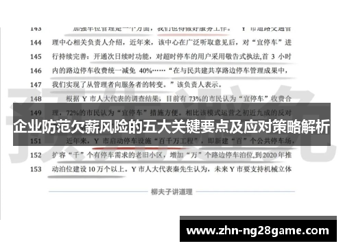 企业防范欠薪风险的五大关键要点及应对策略解析